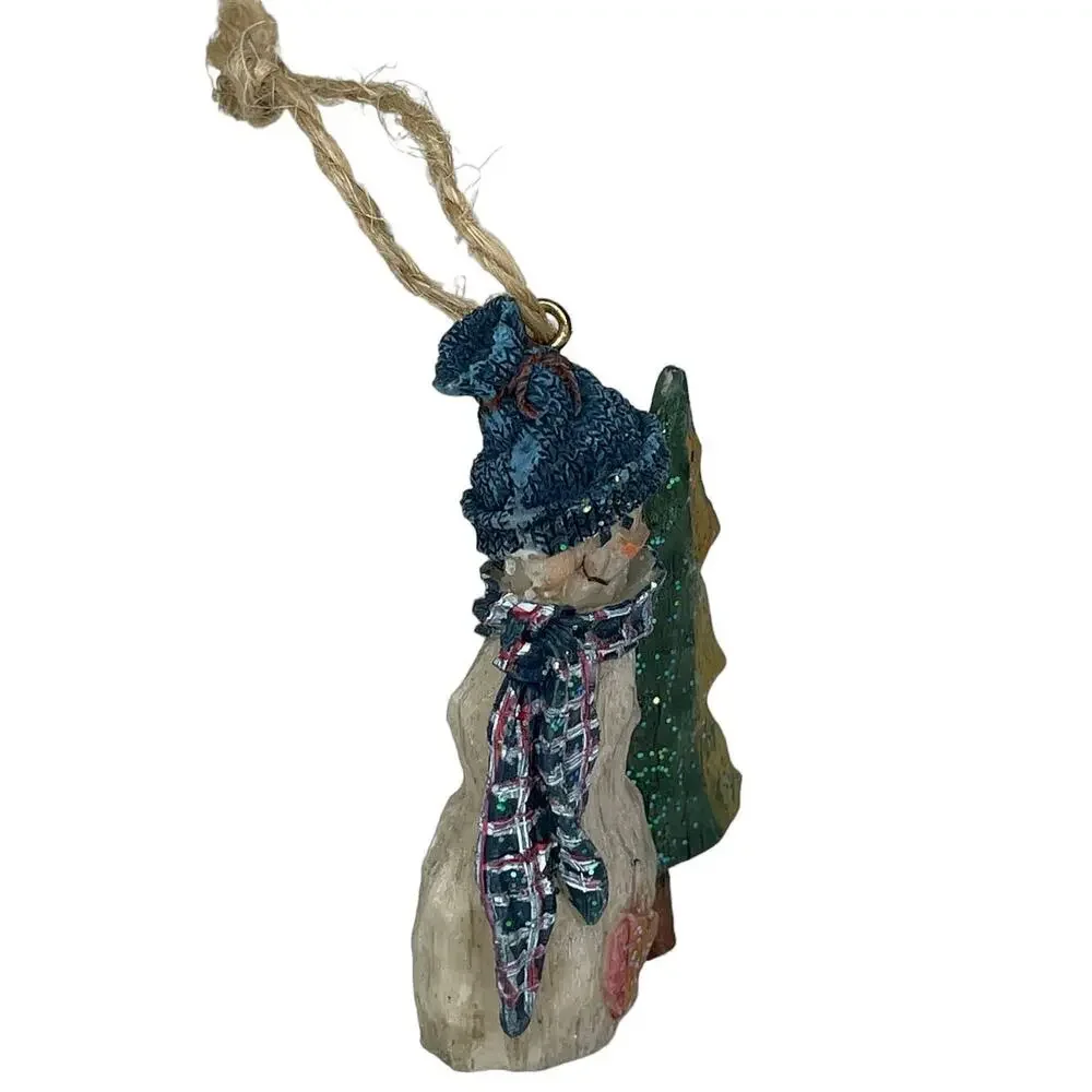 Rustic Country Snowman with Tree Ornament Christmas Ornament Country Christmas